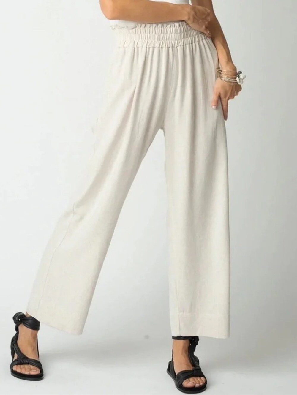 $147 STILLWATER Take Me Higher Linen Blend Pants Small